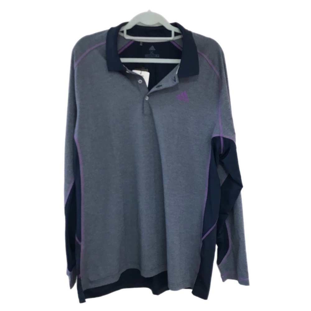Adidas Blue Golf Lightweight Climacool Polo Neck Core Pullover Sweatshirt
